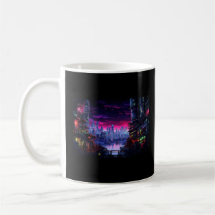 Cyberpunk City Waterfront Kaffemugg