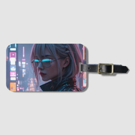 Cyberpunk Cityscape Poster Futuristiska Female Hac Bagagebricka