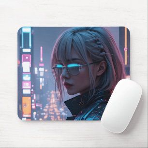 Cyberpunk Cityscape Poster Futuristiska Female Hac Musmatta