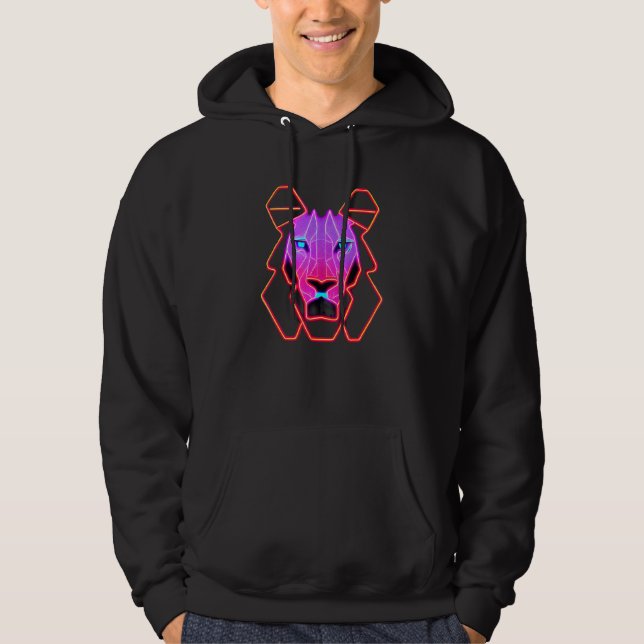 Cyberpunk Colorful Punk Leon Unique Pink Animal Mi Hoodie (Framsida)