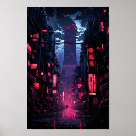 Cyberpunk Corpo Torn Tokyo Poster