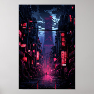 Cyberpunk Corpo Torn Tokyo Poster