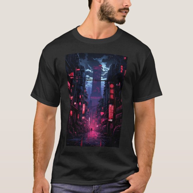 Cyberpunk Corpo Torn Tokyo T Shirt (Framsida)