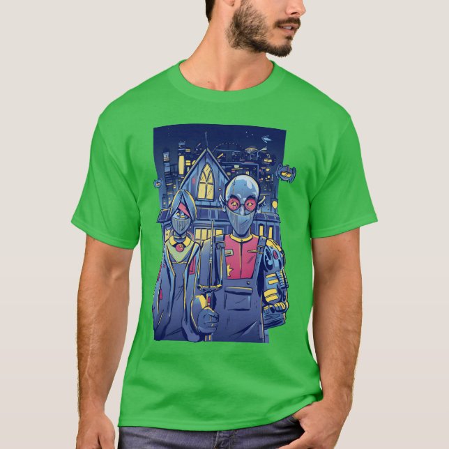 Cyberpunk Couple In City girl T Shirt (Framsida)