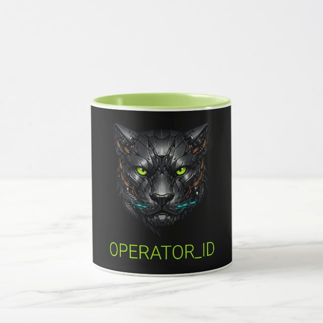 Cyberpunk Cybernetisk Panther Gamer Anpassad Mugg (Center)