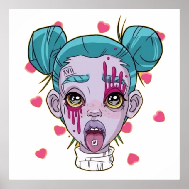 cyberpunk, cyberpunk, skolflicka, party poster (Framsidan)