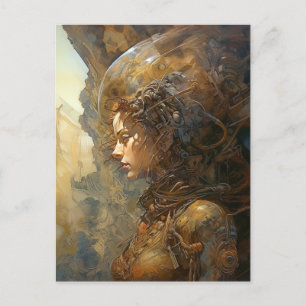 Cyberpunk Cyborg Woman Science fiction Vykort
