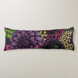 Cyberpunk Dark Floral Throw Pillow - Edgy Punk Roc Kroppskudde