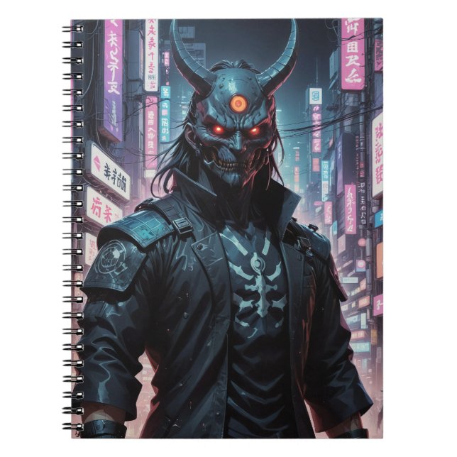 Cyberpunk Demon Samurai Anteckningsbok (Framsidan)