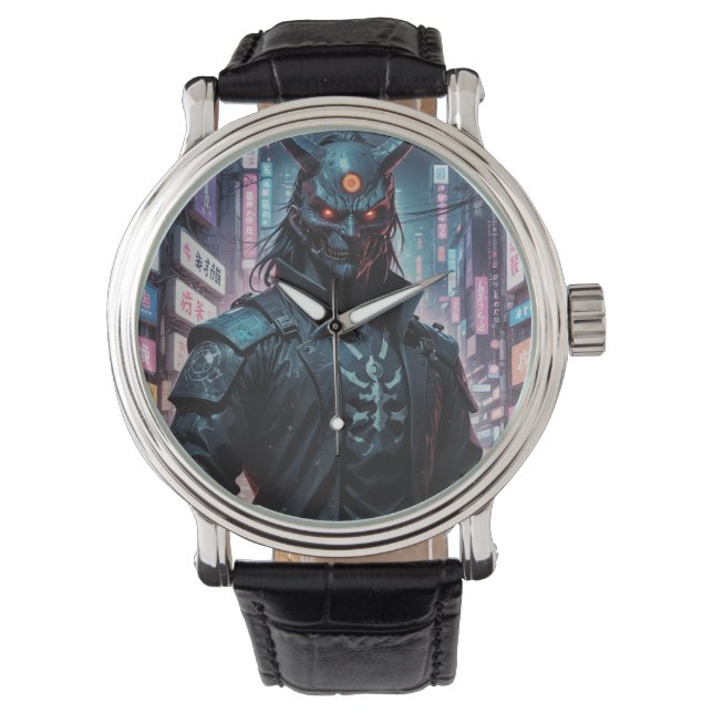 Cyberpunk Demon Samurai Armbandsur (Framsida)
