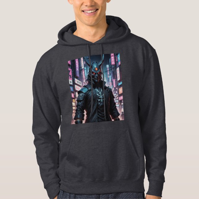 Cyberpunk Demon Samurai Hoodie (Framsida)