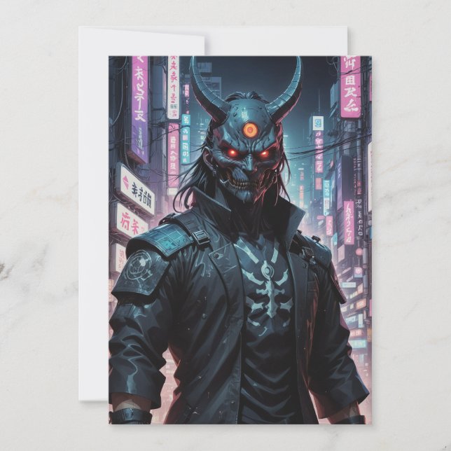 Cyberpunk Demon Samurai Inbjudningar (Framsida)