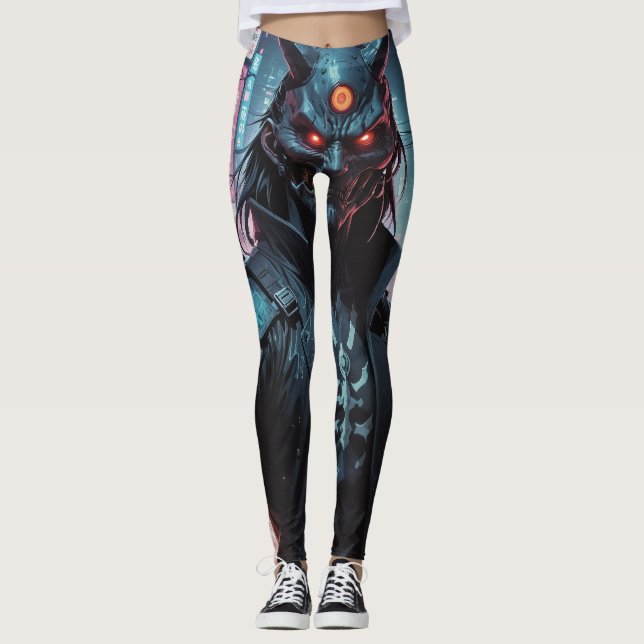 Cyberpunk Demon Samurai Leggings (Framsida)