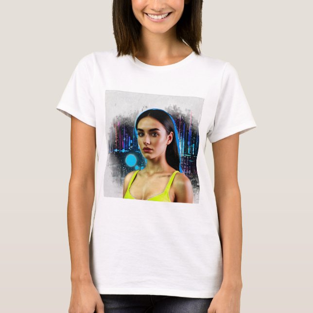 Cyberpunk Design - Futuristiska Neon Aesthetics T Shirt (Framsida)