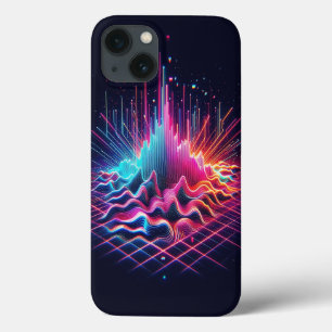 Cyberpunk Digital Ljudvåg Telefonfodral Neon Elekt