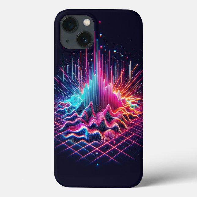 Cyberpunk Digital Soundwave Phone Case Neon Electr (Baksida)