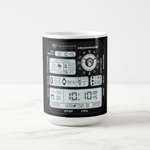 Cyberpunk Digital Urklocka Tech Mugg - Mörkt Läge 