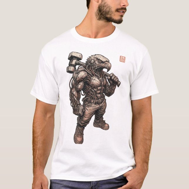 Cyberpunk Eagle (Sniper) T Shirt (Framsida)