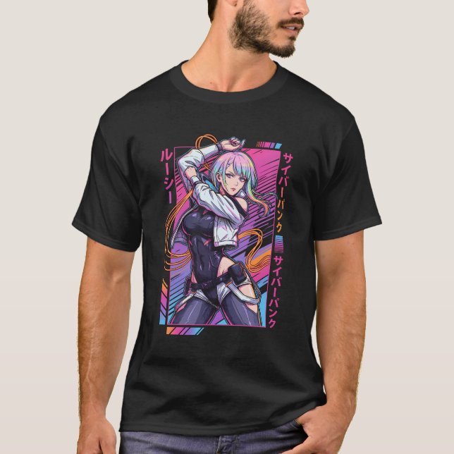 Cyberpunk Edgerunners Lucy Split Bob Frisyr Pastel T Shirt (Framsida)