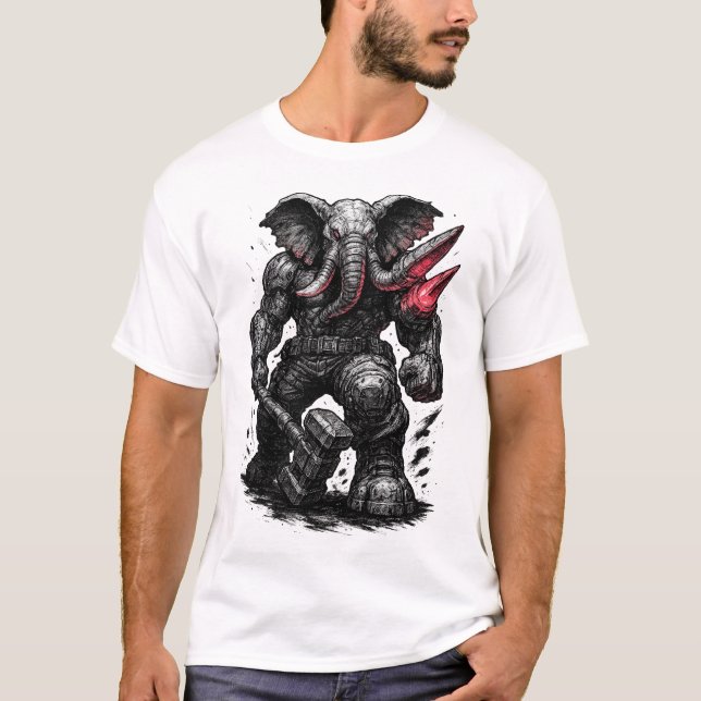 Cyberpunk Elephant T Shirt (Framsida)
