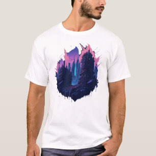 Cyberpunk, färgstad i Watercolor stil T Shirt