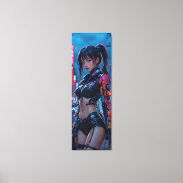 Cyberpunk Femme Fatale: Futuristiska AI Android in Canvastryck