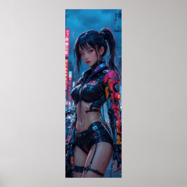 Cyberpunk Femme Fatale: Futuristiska AI Android in Poster