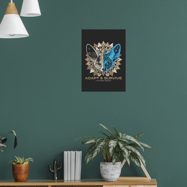 Cyberpunk Fennec Fox Geometric Poster (Vardagsrum 1)