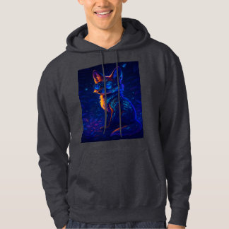 Cyberpunk Fox i Neon Jungle - Futuristiska Glowing Hoodie