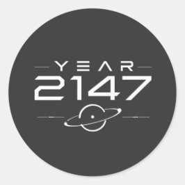 Cyberpunk Framtid År 2147 Sci Fi Retro Futurism Runt Klistermärke