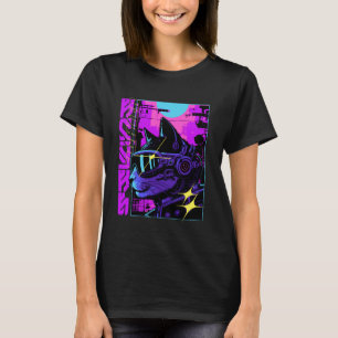 Cyberpunk Futuristisk Japansk Katt Cyborg Dystopi T Shirt