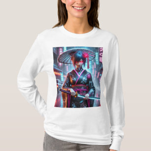 💠 Cyberpunk Geisha Assassin - Neon Shadow T-Shirt