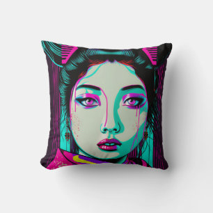 Cyberpunk Geisha Dekorativ kudde 16 tum x 16 tum