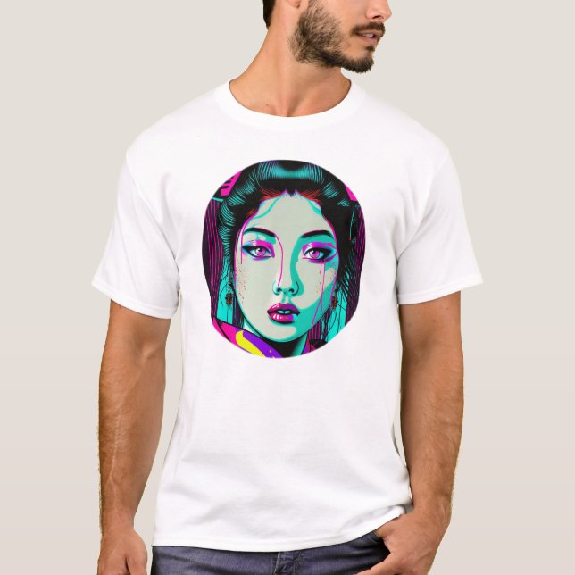 Cyberpunk Geisha Manar Basic T-Shirt (Framsida)