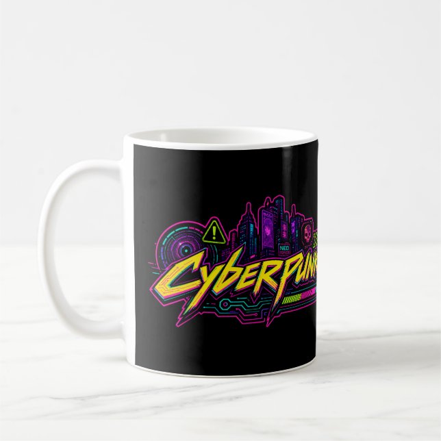 Cyberpunk Genre Älskare Kaffemugg (Vänster)