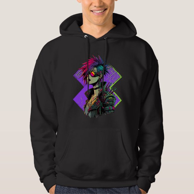 Cyberpunk Girl Hoodie (Framsida)