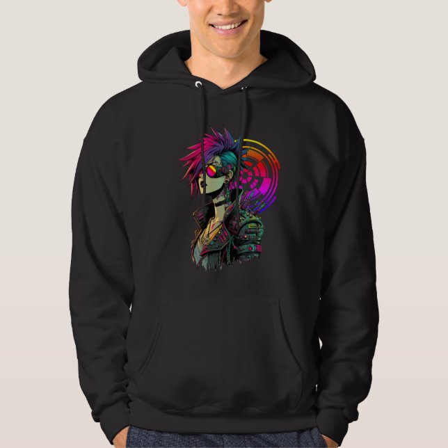 Cyberpunk Girl Hoodie (Framsida)