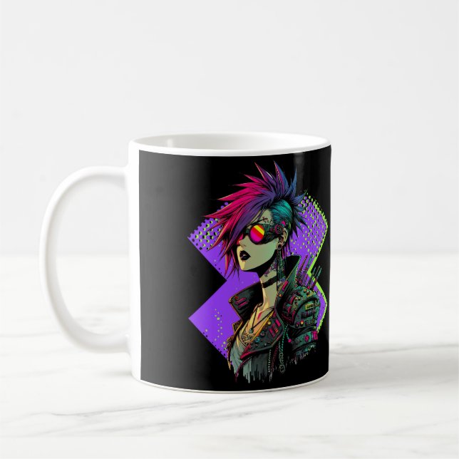 Cyberpunk Girl Kaffemugg (Vänster)