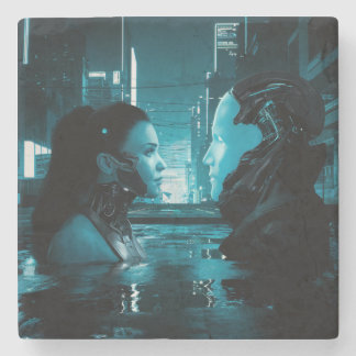 Cyberpunk Girl och Android Stenunderlägg
