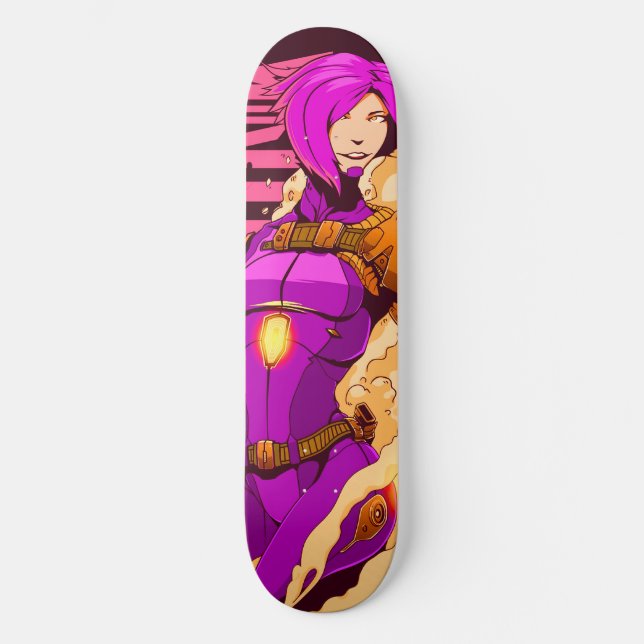 Cyberpunk Girl Skateboard Deck (Framsida)