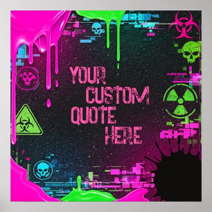 Cyberpunk Glitch Biohazard Personlig Citote Art Poster
