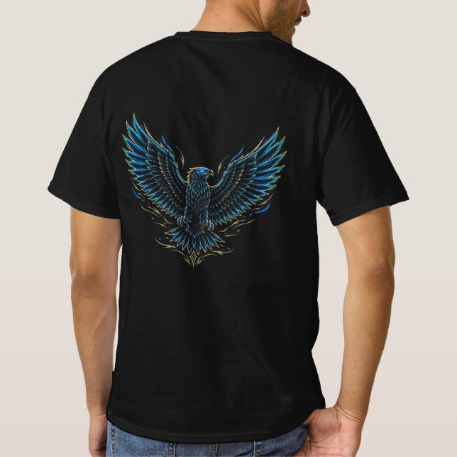 Cyberpunk Glitch Eagle Fram Back T-shirt (Baksida)