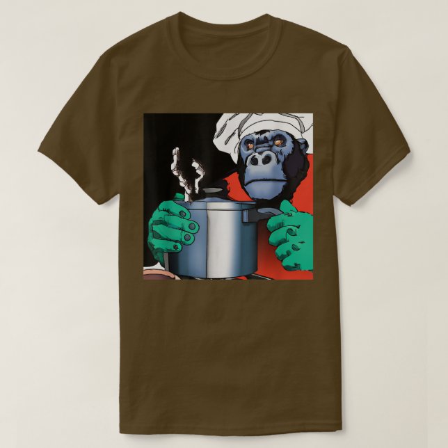 Cyberpunk Gorilla Aesthetic Cooking Dinner (6)  T Shirt (Design framsida)