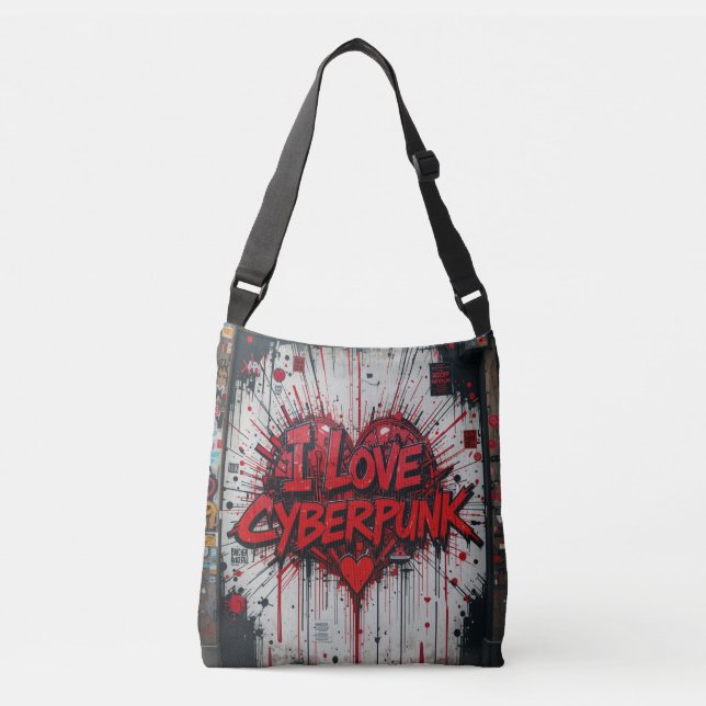 Cyberpunk Graffiti Crossbody Bag Axelväska (Framsida)