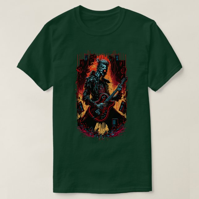 Cyberpunk Guitar Gift Guitarist Sten Concert Festi T Shirt (Design framsida)