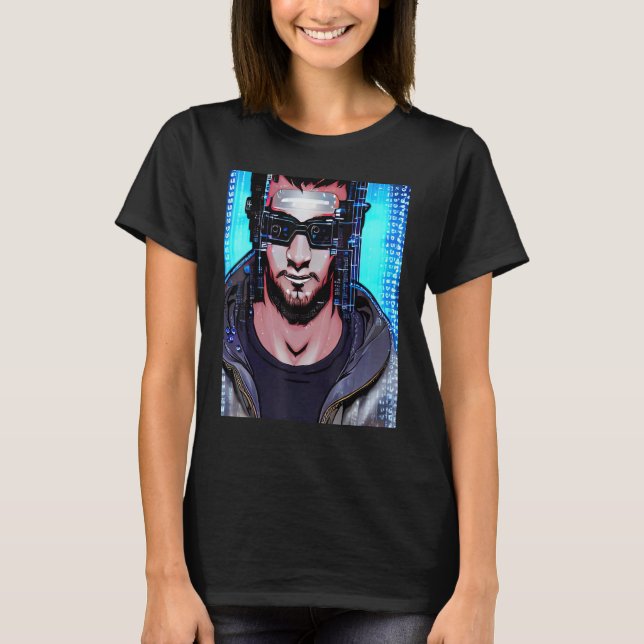 Cyberpunk Hacker Computer Geek design_6 T Shirt (Framsida)