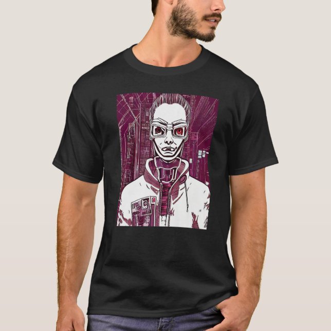 Cyberpunk Hacker Computer Geek design Premium_8 T Shirt (Framsida)