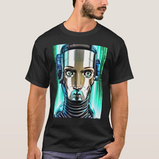 Cyberpunk Hacker Computer Geek-design T Shirt (Framsida)