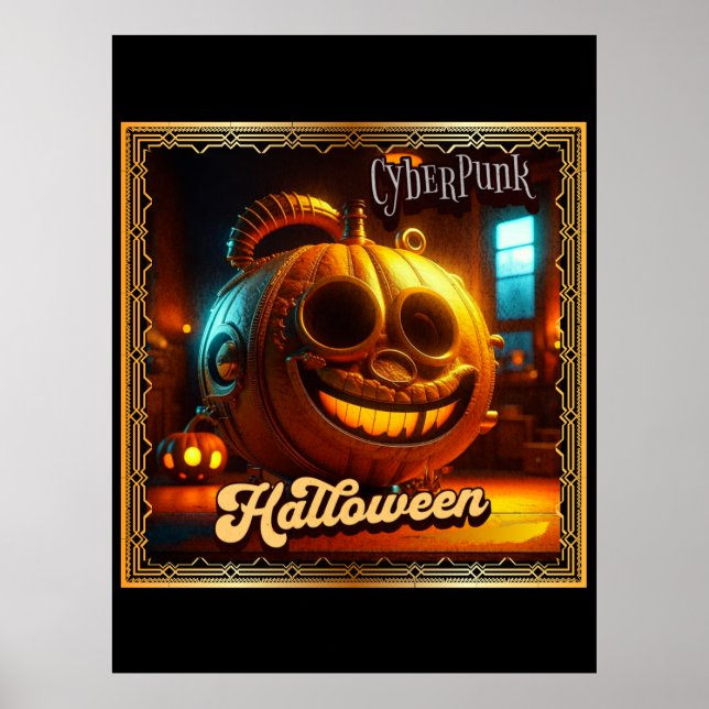 CYBERPUNK HALLOWEEN PUMPKIN POSTER (Framsidan)