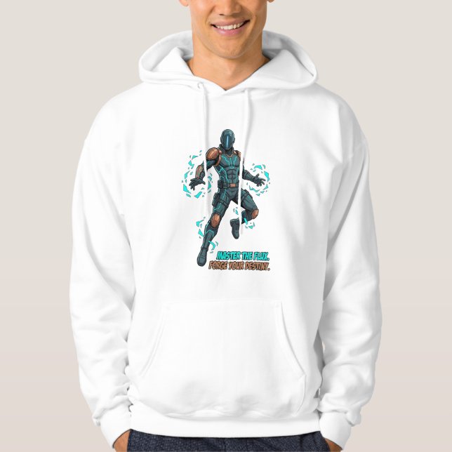 Cyberpunk Hjälte - Dynamisk Seriebokskonst Hoodie (Framsida)